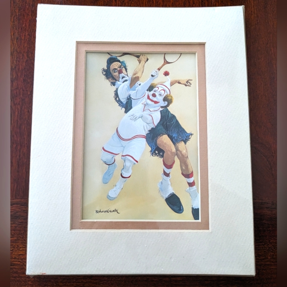 Robert Owen art print tennis LOVE FORTY clowns 8 x 10